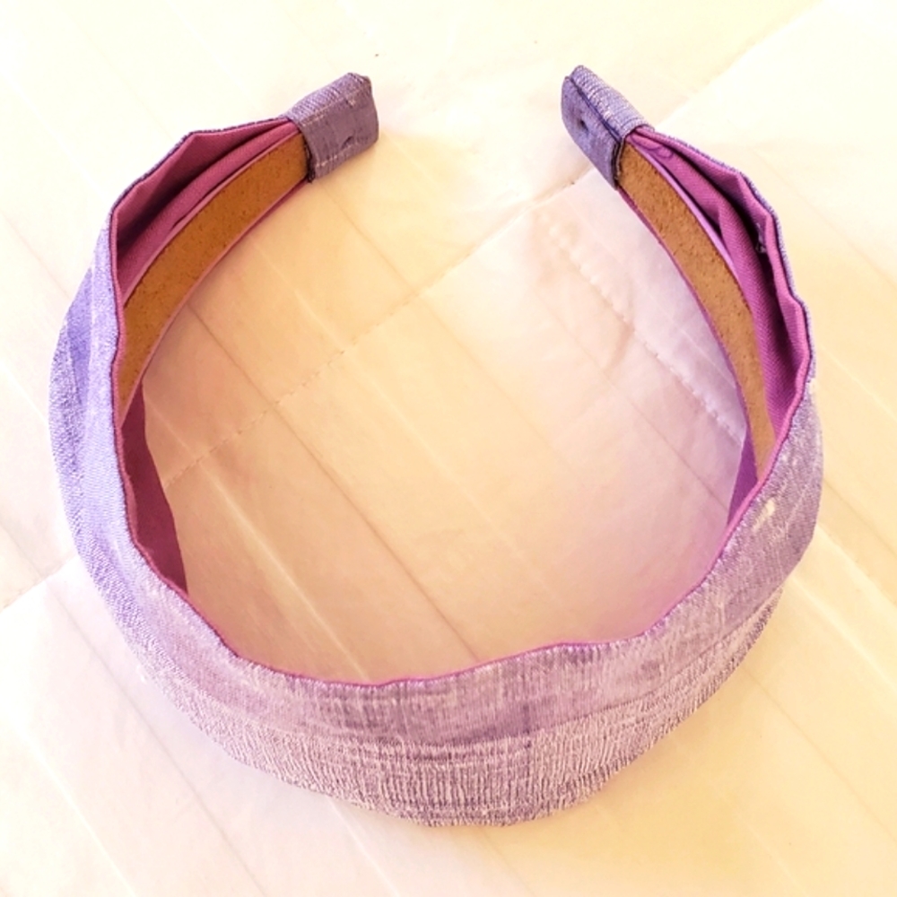Headband LAVENDER purple color Silk Dupioni - wide. - Picture 8 of 17